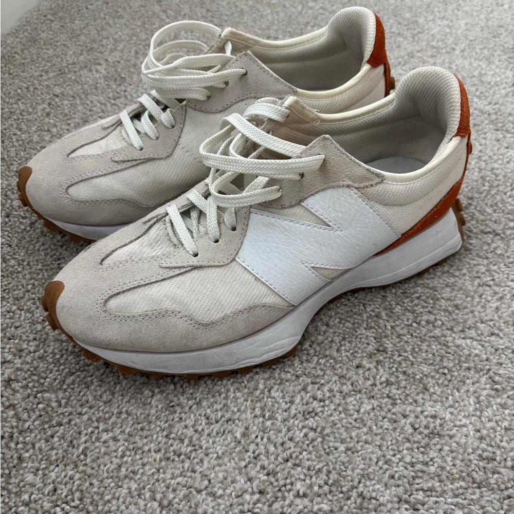 New Balance 327 Cream and Rust Sneakers